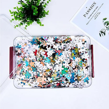 CATOOMUU A4 Storage File Box 9 X 13 Clear Stackable Slim Plastic Portable Project Case For Letter Paper Photo Documents Scrapbook, 3 Count - color: Small-Red