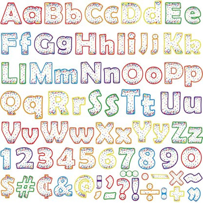 260pcs Letters Combo Pack Set Confetti Room Decorations Polka Dot Colorful Alphabet Letters Numbers Bulletin Board Block Accents Cutouts(White) - style: Polka Dot