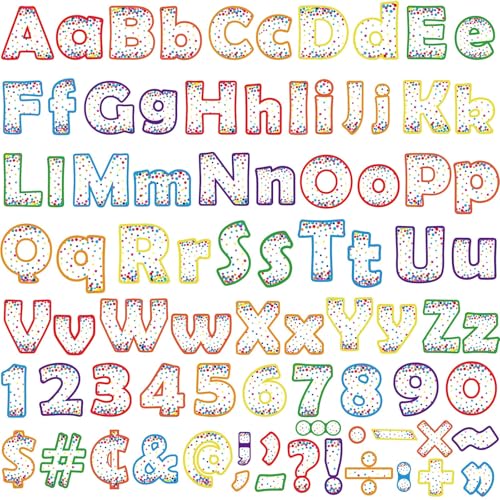 260pcs Letters Combo Pack Set Confetti Room Decorations Polka Dot Colorful Alphabet Letters Numbers Bulletin Board Block Accents Cutouts(White) - style: Polka Dot
