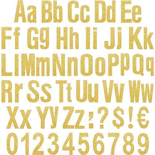 Tenare 134 Pcs 5 Inch Bulletin Board Letters Colorful Alphabet Letters Numbers and Punctuation Cutouts for Bulletin Board Wall Set for Display Chalkboard Back to School Favors(Gold) - color: Gold