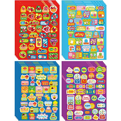 Eersida 750 Pcs Scented Smelly Reward Stickers for Kids Classroom, Motivational Scratch Dessert and Fruit Stickers for Teachers School Classroom Supplies Students Awards(Dessert Scents,Classic Style) - style: Classic