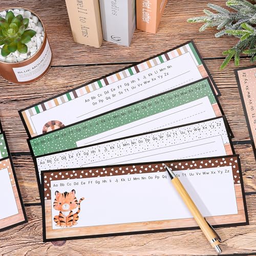 FYSUIMU 40 Pcs Woodland Friends Nameplate Woodland Animal Alphabet Name Tag Stickers Jungle Safari Forest Cartoon Back to School Self-Adhesive Name Label Decals for Students Teacher Desk Classroom