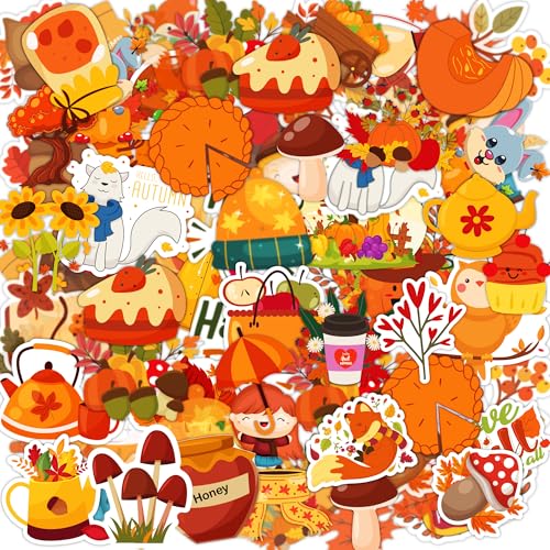 OHOME Fall Stickers | 100 PCS Thanksgiving Stickers for Kids - Vinyl Thanksgiving Games Toys Gifts Activities Essentials Party Favors Supplies - Friendsgiving Crafts Bulk for Classroom Home - style: Fall