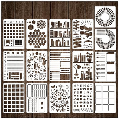 16 Pieces Journal Stencils for Dotted Journals Supplies, Happy Planner Stencils for Journaling DIY Drawing Templates Accessories Kit for Notebook Cards Scrapbook (16 Journal) - style: 16 journal