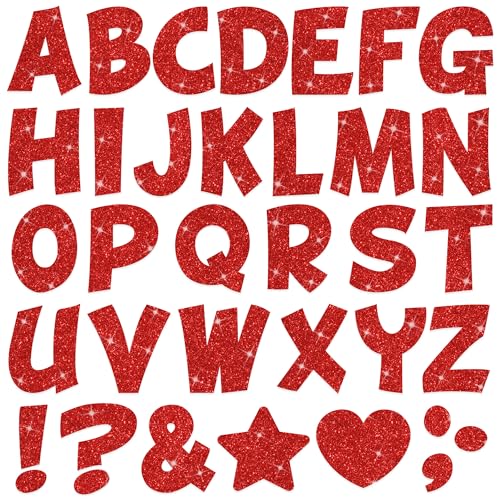 102Pcs Gold Letter Stickers Glitter Bulletin Board Letters 4Inch 12 Sheets Large Alphabet Stickers Self Adhesive Vinyl Poster Boards Letters for Mailbox Classroom Home Party Decor (12,Red,4 Inch) - color: Red, size: 4 Inch