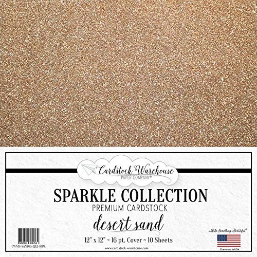 Cardstock Warehouse Sparkle Desert Sand Glitter - 12 x 12" - 16 Pt. / 280 Gsm Premium Cardstock Paper - 10 Sheets - color: Desert Sand, size: 12 x 12 - 10 Sheets