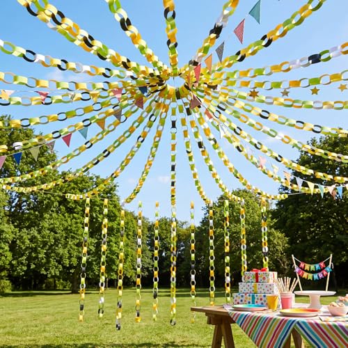 Lincia 600 Sheet Paper Chain Garland Strips 1x8 Inch with Double Sided Tape, DIY Construction Paper Chains for Birthday Wedding Holiday Party Decorations, Crafts Supplies (Black Gold) - color: Black Gold