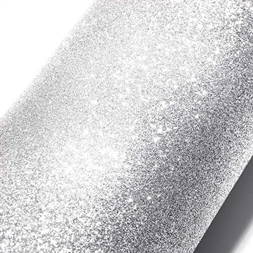 Stickyart Silver Glitter Wallpaper Peel and Stick Glitter Fabric Wallpaper Roll Self Adhesive Sparkle Contact Paper for Cabinets Dressers DIY Crafts Gift Wrapping Paper Party Decorations 15.8"x78.7" - color: Silver, size: 15.8"x78.7"