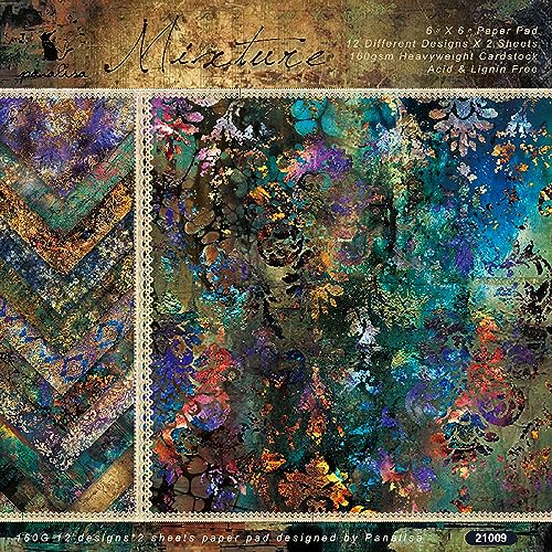 6x6 Scrapbook Paper Pad - 24 Sheets Vintage Patterned Cardstock, 160GSM Acid Free Decorative Crafting Paper for Junk Journaling, Mixed Media, Card Making Supplies (Mixture) - color: Colors Mixture - 6×6