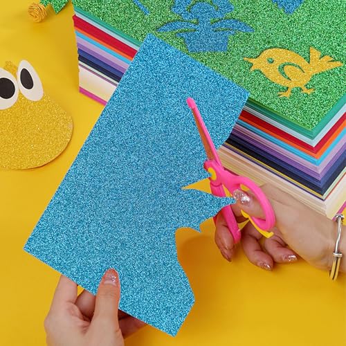YZH Crafts Glitter Cardstock Paper, No-Shed Shimmer Glitter Papers, Cut Craft and DIY Projects Card stock, Sparkly Paper for Card Making, 8.27 x 11.69 Inch, A4 Size, 10 Sheets (Turquoies)