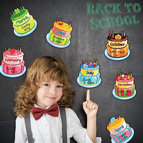 Outus 20 Pcs Happy Birthday Bulletin Board Set Birthday Chart Classroom Wall Decoration Cutouts B-Day Calendar Poster for School Class Bulletin Board Teaching Supply(Black Dot Style) - style: Black Dot Style