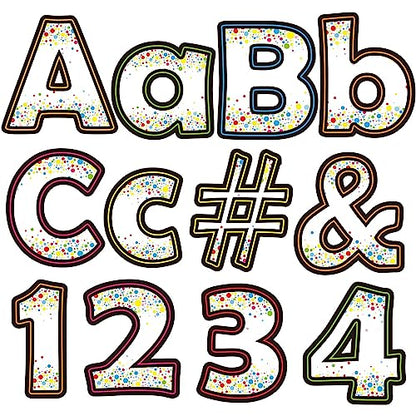 230PCS Confetti Bulletin Board Letters 4 Inch Confetti Letter Cutouts for Poster Board Class Alphabet and Punctuation Cutouts Set for Bulletin Poster Display School Wall Classroom Decor - style: Confetti