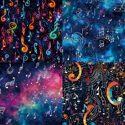 Cosmic Galaxy Scrapbook Paper Pad, 6 x 6 Inch Musical Note & Guitar 160gsm Cardstock for Scrapbooking, 24 Sheets Watercolor Starry Night Paper for Junk Journaling, Card Making - color: 21011A - 6×6