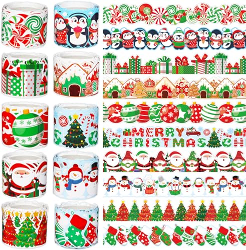 262Ft Christmas Bulletin Border Holiday Gift Candy Border Trim 10 Rolls Christmas Classroom Border for Bulletin Boards Xmas Winter Themed Classroom Decorations for Home School Wall Decor - style: Christmas