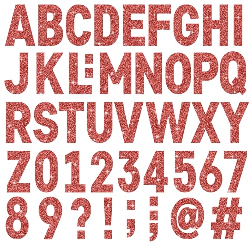 24 Sheets Large Letter Stickers 4 Inch Big Font 282 Pcs Glitter Alphabet Number Stickers Self Adhesive Stick on Letters for Poster Board Bulletin Board Mailbox Crafts Classroom Home Decor(Red) - color: Red, size: 4 Inch