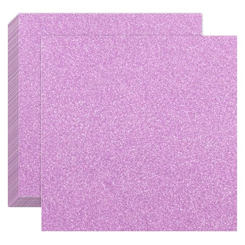 20 Sheets Pink Glitter Cardstock 12×12, 250GSM/92lb Square Scrapbook Paper, Pink Cardstock for Greeting Cards, Cake Toppers,DIY Project, Birthday Wedding Party Decorations - color: Pink
