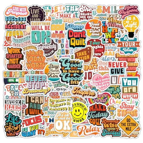 100 Pack Motivational Stickers, Positive Inspirational Decals, Teacher Rewards for Phone Cases Laptops, Gifts for Summer Camp Vacations, Water Bottle Stickers for Women Teens Kids and Adults (Inspire) - color: Inspire