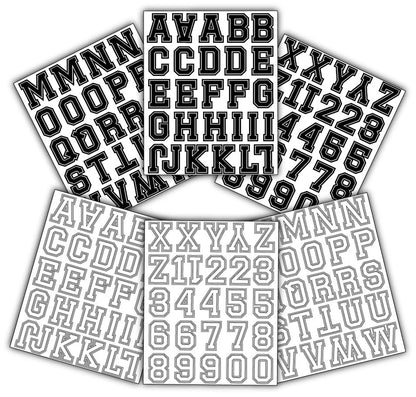 Varsity Letterman Alphabet Stickers – 150+ Black and White Collegiate Vinyl Letter Decals, 2.4 Inch Tall, for Posters, Arts, Crafts, Scrapbooking, and Personalization