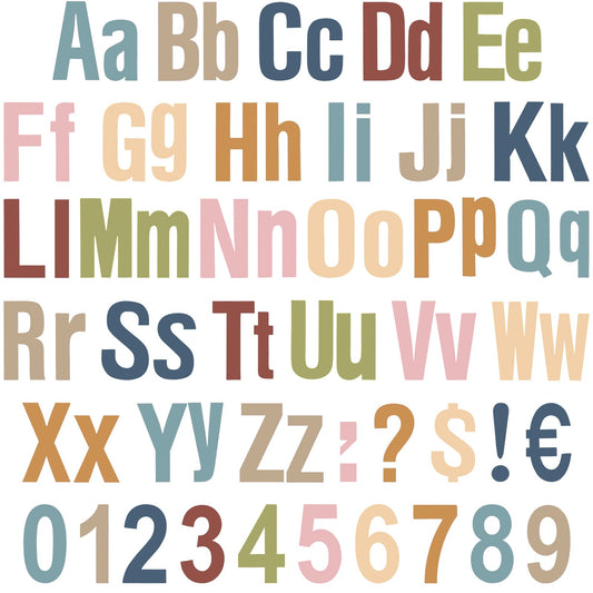 Tenare 134 Pcs 5 Inch Bulletin Board Letters Colorful Alphabet Letters Numbers and Punctuation Cutouts for Bulletin Board Wall Set for Display Chalkboard Back to School Favors(Morandi) - color: Morandi