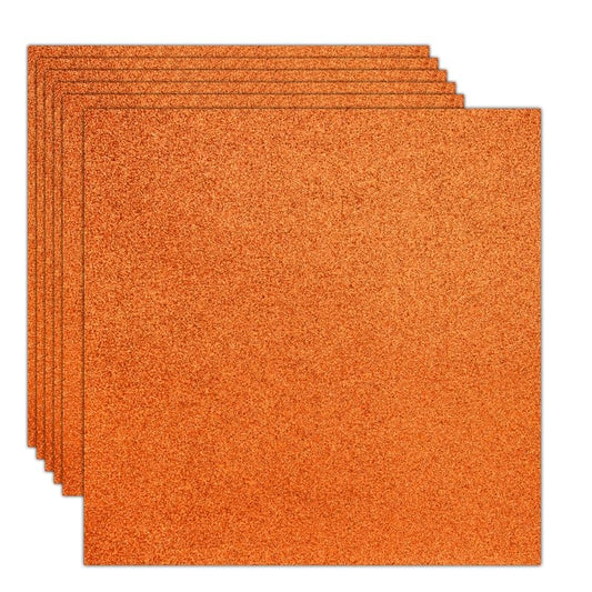Rramorrra Orange Glitter Cardstock Paper 12" x 12" 15 Sheets 350gsm/130lb Heavyweight Premium Orange Sparkly Construction Paper for Cricut Machine, Halloween, Craft, Party Decoration - color: Orange