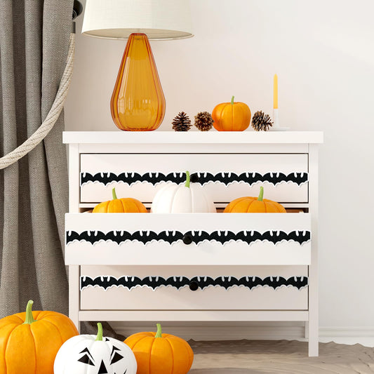 Whaline 65.6Ft Halloween Bulletin Board Border Glitter Black Bat Die Cut Trim Border Roll for Spooky Chalkboard Wall Decor - style: Bat