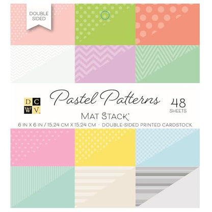 DCWV Double Sided Cardstock Paper - 6x6 Patterned/Solid Colored Cardstock for Scrapbooking, Crafting, and Card Making - 48 Sheets, Pastel