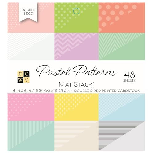 DCWV Double Sided Cardstock Paper - 6x6 Patterned/Solid Colored Cardstock for Scrapbooking, Crafting, and Card Making - 48 Sheets, Pastel